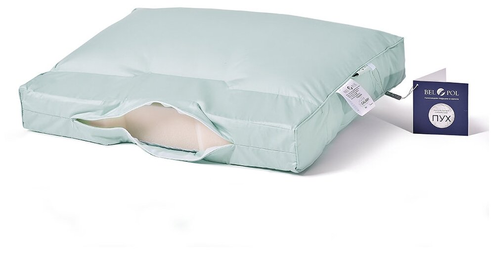 Подушка из серого гусиного пуха со вставкой Memory Foam BELPOL GALAXY RIVER 50х70х8 упругая - фотография № 5