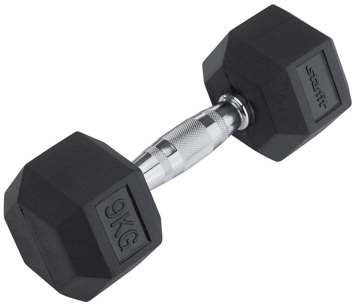 Гантель обрезиненная STARFIT DB-301 9 кг, черная 1/2;