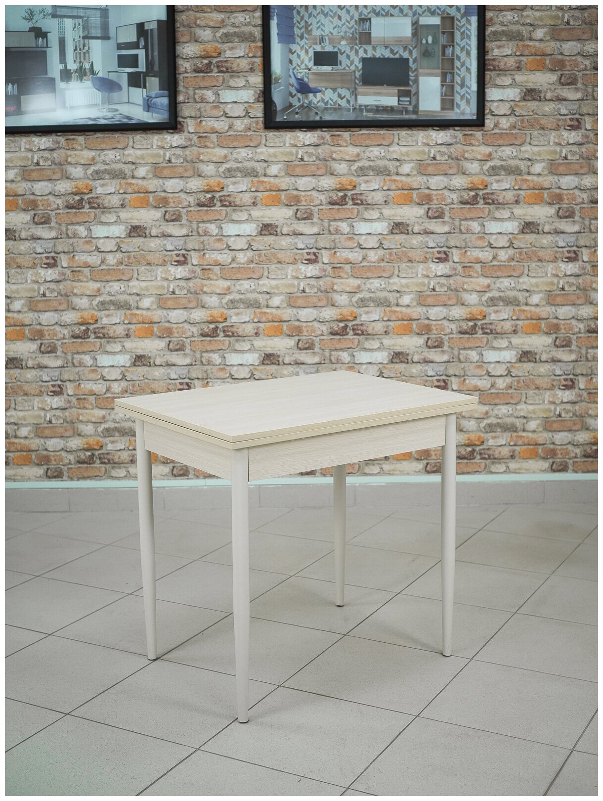 Стол кухонный обеденный раскладной Пируэт, молочный дуб, 60/120x80x75 см. - фотография № 6
