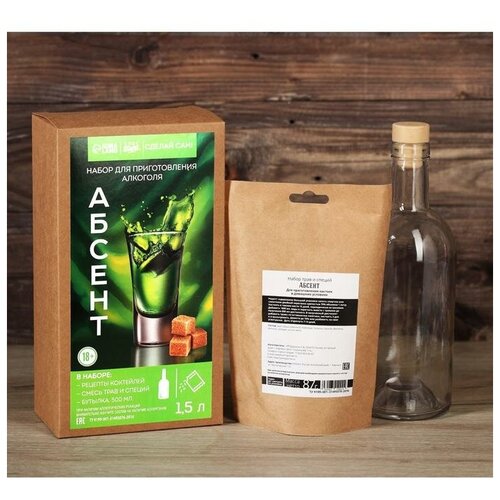 BRAGAVAR Подарочный набор для приготовления алкоголя «Абсент»: травы и специи 87 г, бутылка 0,5 л