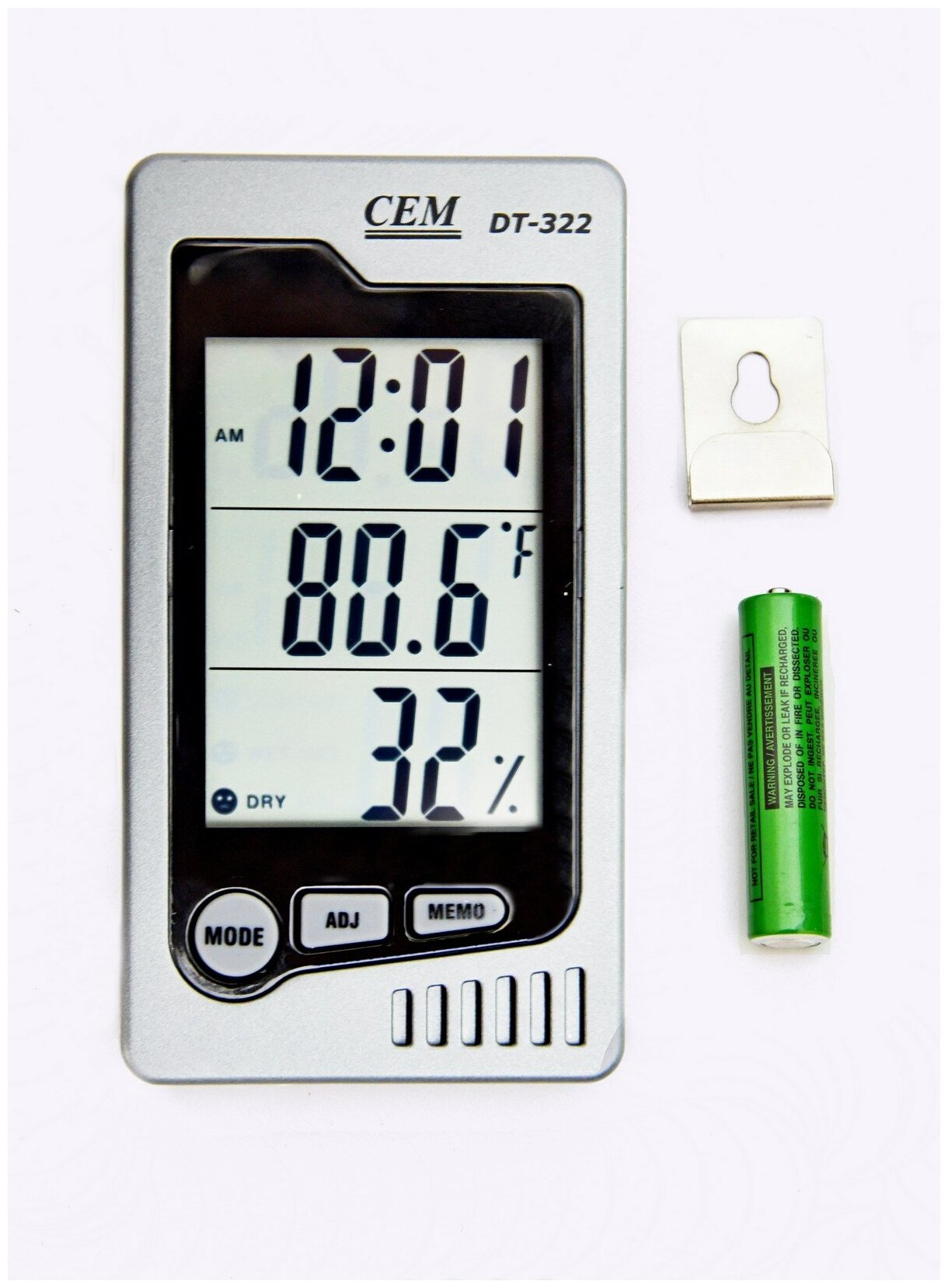Часы, Измеритель температуры и влажности DT-322 CEM-Instruments автономный. Датчик комфортного состояния температуры и влажности. - фотография № 9