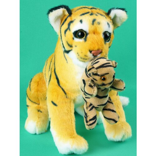 Мягкая игрушка реалистичный Тигр с детенышем 23 см. (Новый год Тигр Тигренок символ 2022 года) игрушка тигр мягкая игрушка вязанная игрушка символ года