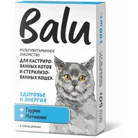 Лакомство мультивитаминное Balu для кастрированных котов и стерилизованных кошек "Здоровье и энергия" таурин и метионин, 100 таб.