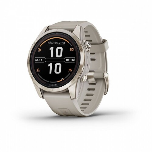 Смарт-часы GARMIN Fenix 7S PRO Sapphire Solar золотистый корпус со светло-песочным ремешком 010-02776-15 9193600₽