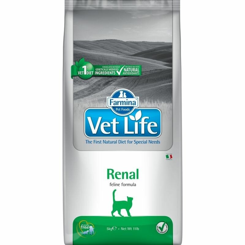 Сухой лечебный корм для кошек Farmina Vet Life Renal, при проблемах с почками 5 кг 31884