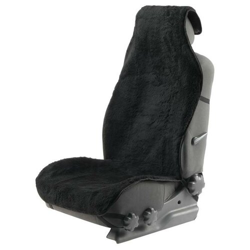 Накидка на переднее сиденье, искусственный мех, размер 55 х145 см, черный