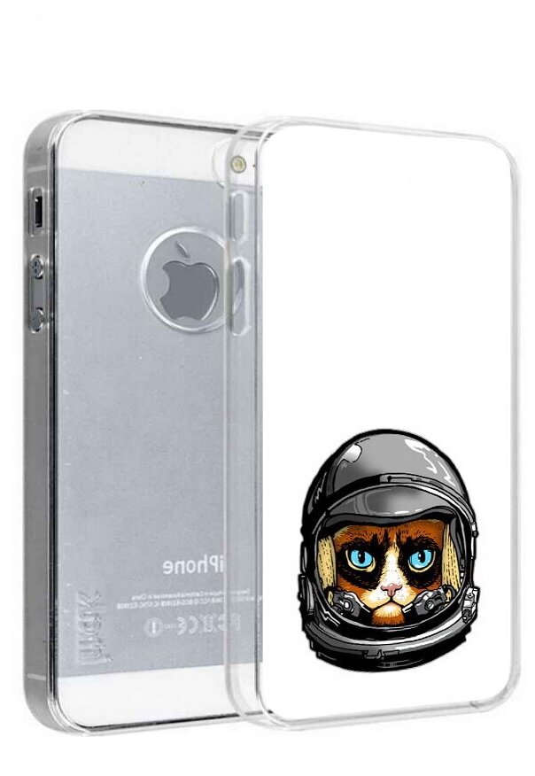 Чехол задняя-панель-накладка-бампер MyPads кот космонавт для iPhone 5/5S/SE/5SE противоударный