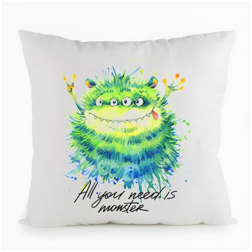 фото Подушка белая coolpodarok all you need is monster2,белая
