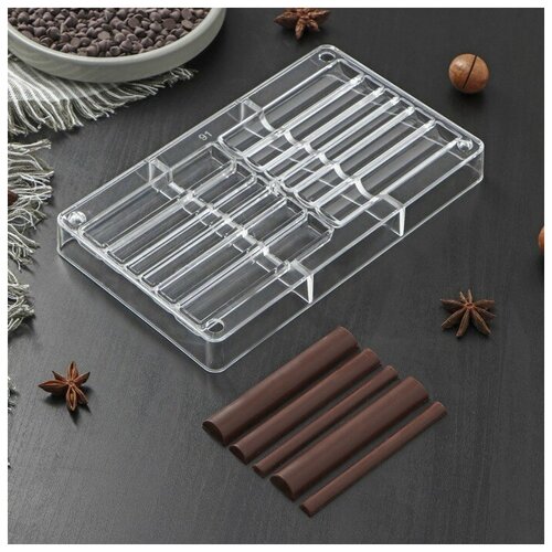 Форма для шоколада и конфет «Стикс», 12 ячеек, 20×12×2,5 см, ячейка 9×1,5/1/0,8 см