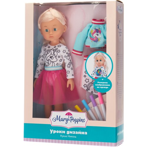 фото Кукла mary poppins уроки дизайна николь 36 см 453286 белый/розовый