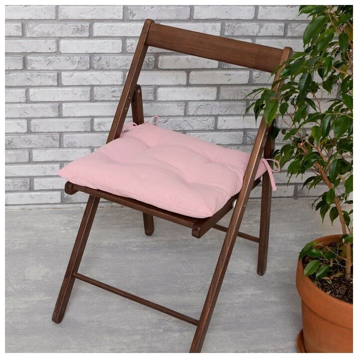 Сидушка на стул "Этель" цв. розовый 42х42см, 100% хл