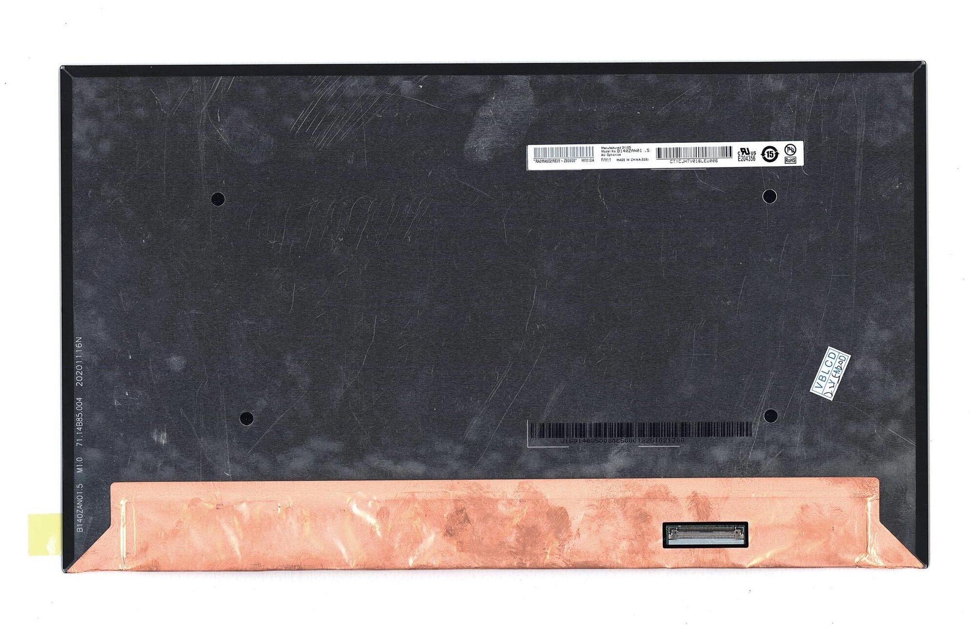 Матрица (экран) для ноутбука B140ZAN01.5, 14", 3840x2160, 40-pin, UltraSlim, светодиодная (LED), матовая