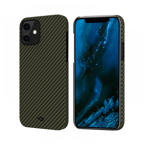 Чехол Pitaka MagEZ Case черно-зеленый в полоску для iPhone 12 Mini KI1205 - фото №2