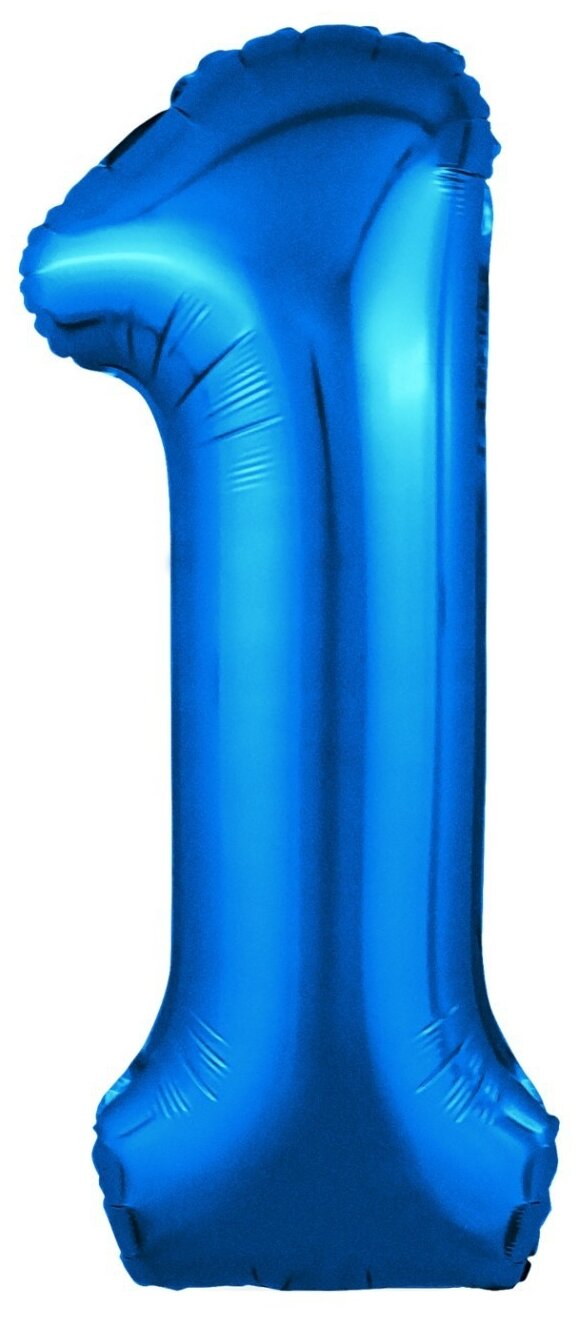 Шар фольгированный 40" LETI цифра "1", цвет синий Slim