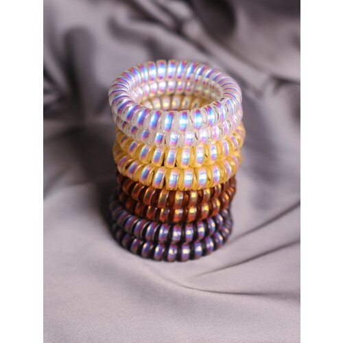 Набор резинок для волос Пружинка Перламутровая 8 шт силиконовая спиральная женская для девочки диаметр 55 см 376₽