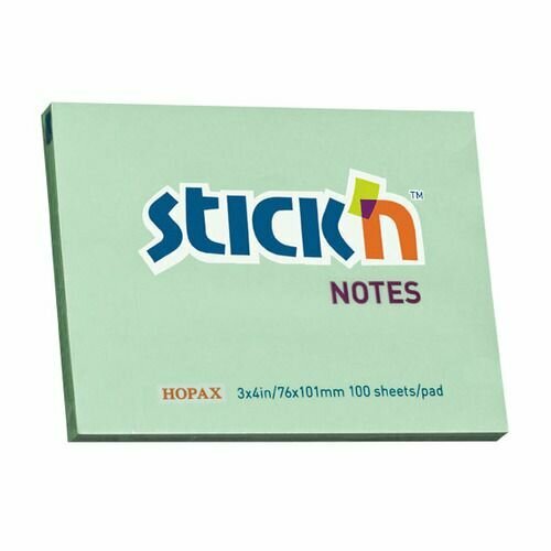 Блок самоклеящийся бумажный STICK`N 21153, 76x101, 100 л, пастель, зеленый 21153 автомобиль nissan pulsar rnn14 gti