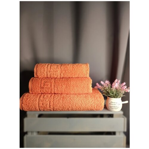 фото Villsoff набор хлопковых махровых полотенец яркий оранжевый