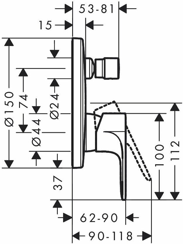 72466000 HG Rebris S смеситель для ванны (внешняя часть) - фотография № 2