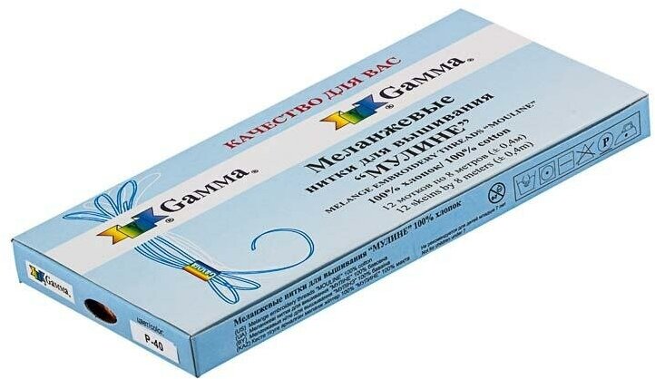 Нитки для вышивания Gamma мулине меланж 100% хлопок 24x8 м Р-41 бл. розовый-молочный-персиковый — фото 1
