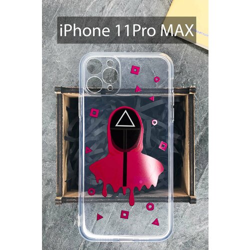 Силиконовый чехол Игра в кальмара 1 прозрачный для iPhone 11 Pro Max / Айфон 11 Про Макс силиконовый чехол я пришла пристегнитесь для iphone 11 pro max прозрачный айфон 11 про макс