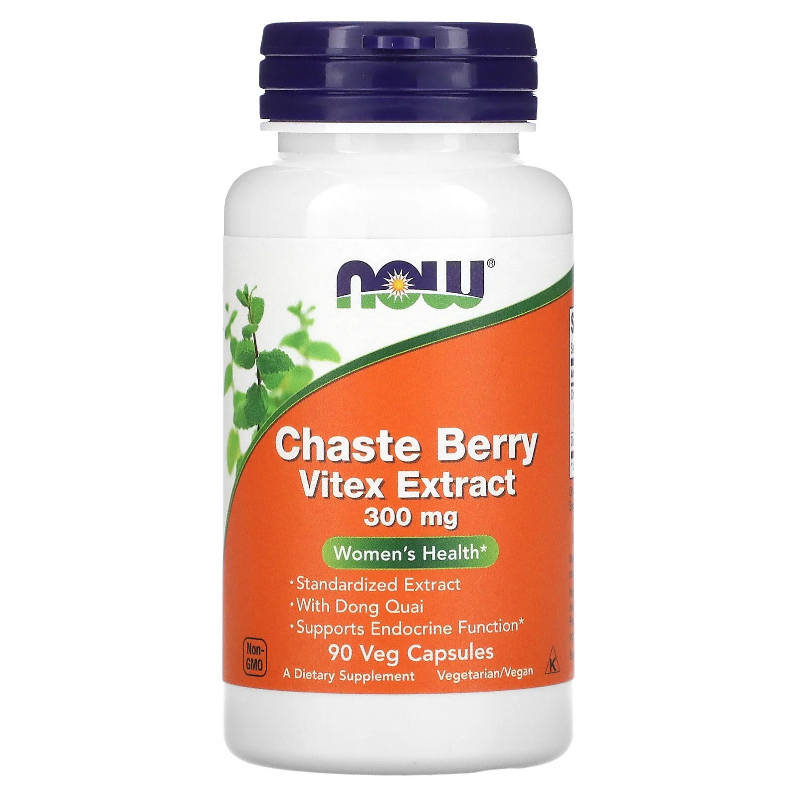 NOW Foods, экстракт витекса священного, chaste berry vitex extract, 300 мг, 90 растительных капсул