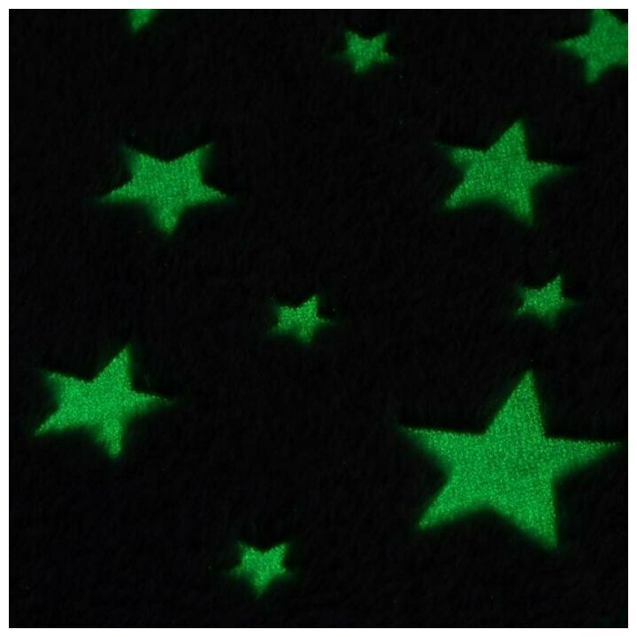 Этель Плед светящийся в темноте Этель «Звезды» цв. серый 150*200 см,100% п/э, корал-флис, 220 гр/м2 - фотография № 5