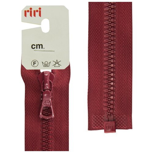 фото Молния riri тракторная разъёмная 1 замок, 6 мм, 70 cм, цвет 2411, бордовый