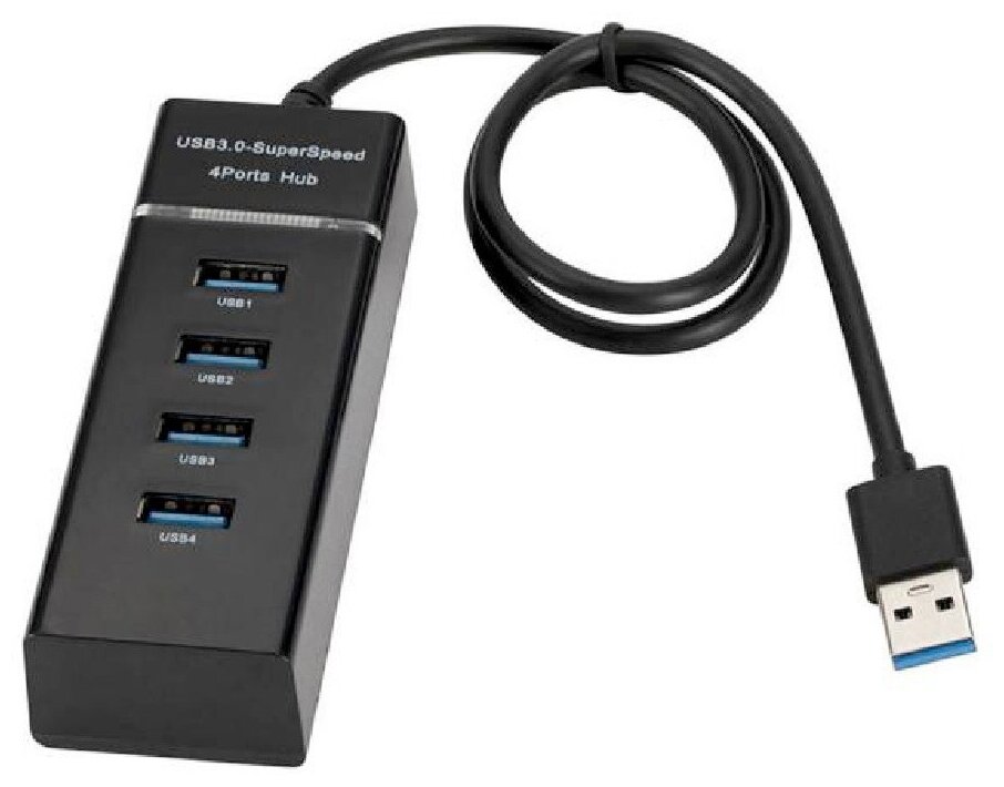 USB Hub провод 30см, USB-концентратор USB 3.0 на 4 порта, HUB разветвитель портативный 480MBPS, USB-ХАБ для периферийных устройств, белый