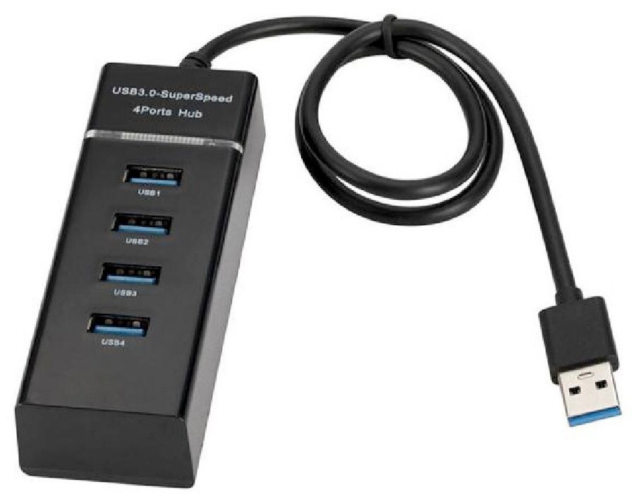 USB Hub провод 30см USB-концентратор USB 30 на 4 порта HUB разветвитель портативный 480MBPS USB-ХАБ для периферийных устройств белый