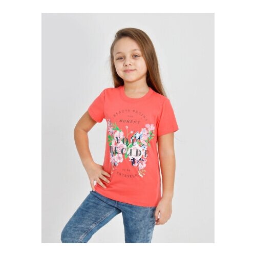 KRUTTO Футболка для девочки/детская одежда/футболка девочке/яркая (р. 128)