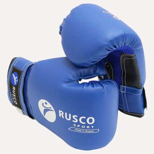 Изображение товара Перчатки боксерские Rusco Sport детские, искусственная кожа, липучка, синий, 8 унции