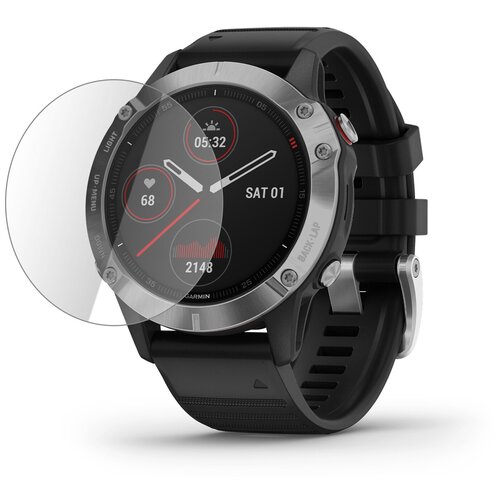 Глянцевая защитная плёнка для смарт-часов GARMIN Fenix 6 , гидрогелевая, на дисплей, не стекло гидрогелевая пленка для смарт часов garmin fenix 5s plus матовая не стекло защитная