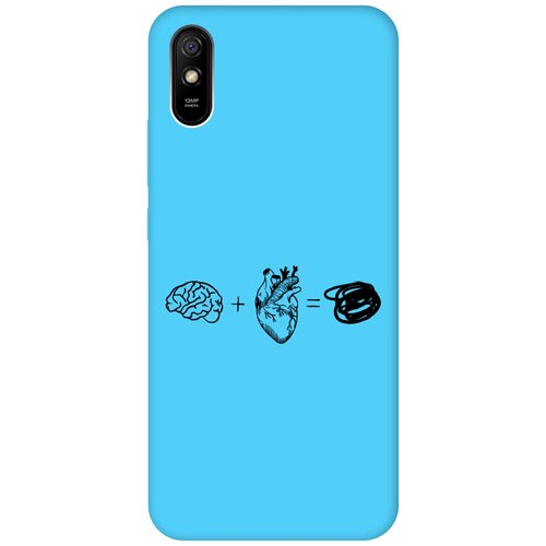 Силиконовый чехол на Xiaomi Redmi 9A, Сяоми Редми 9А Silky Touch Premium с принтом Brain Off голубой матовый soft touch силиконовый чехол на xiaomi redmi 9a сяоми редми 9а с 3d принтом brain plus heart w черный