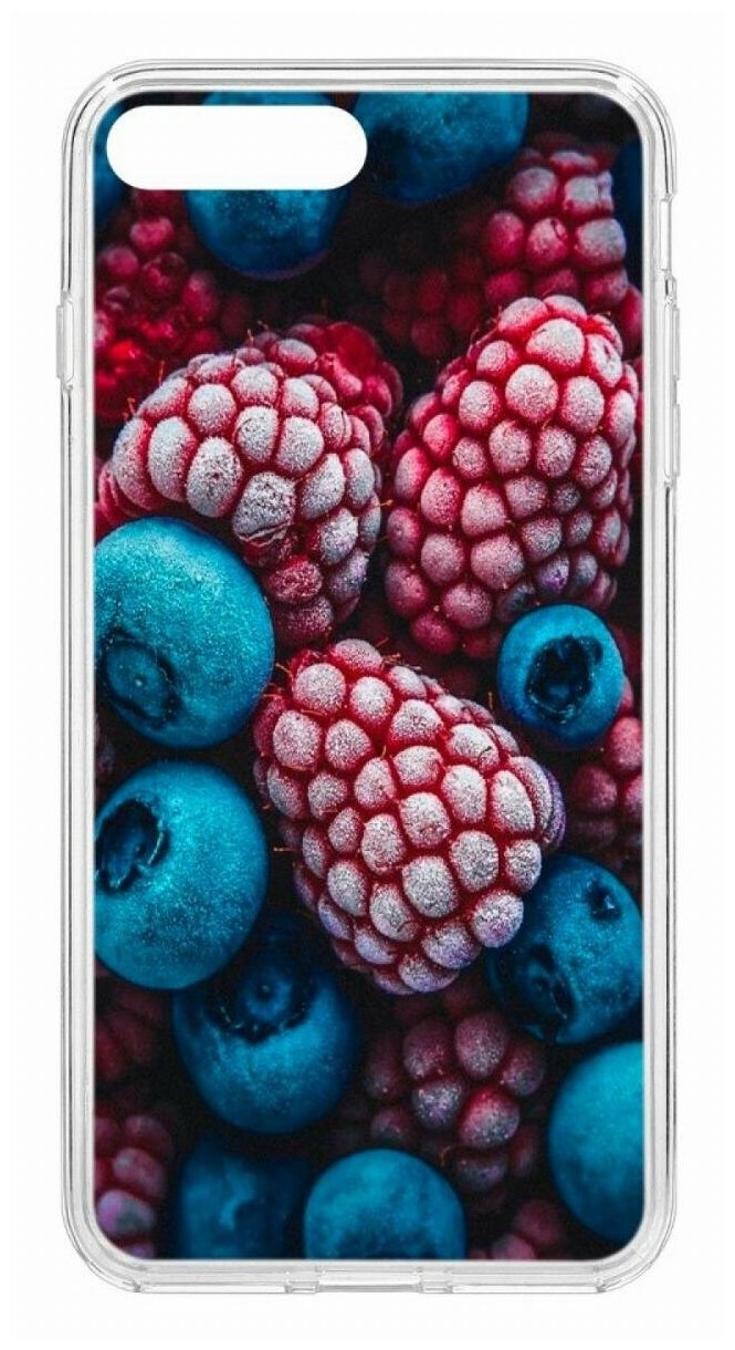 Чехол для iPhone 7 Plus/8 Plus Kruche Print Fresh berries,противоударная пластиковая накладка с рисунком,защитный силиконовый бампер с защитой камеры
