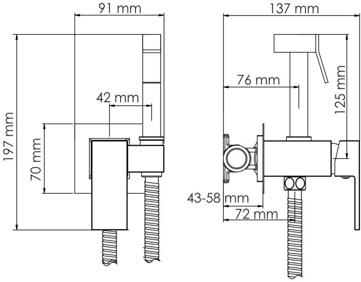 Гигиенический душ со смесителем WasserKRAFT A71338 Никель - фотография № 4