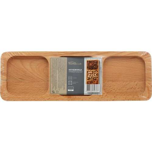 Менажница HOMECLUB 30х10см, прямоугольная, бамбук,- 3 шт.