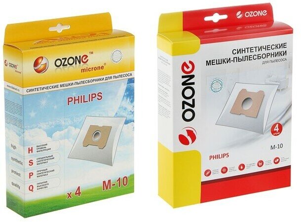 Синтетические мешки-пылесборники Ozone M-10 для пылесоса PHILIPS, 4 шт - фотография № 10