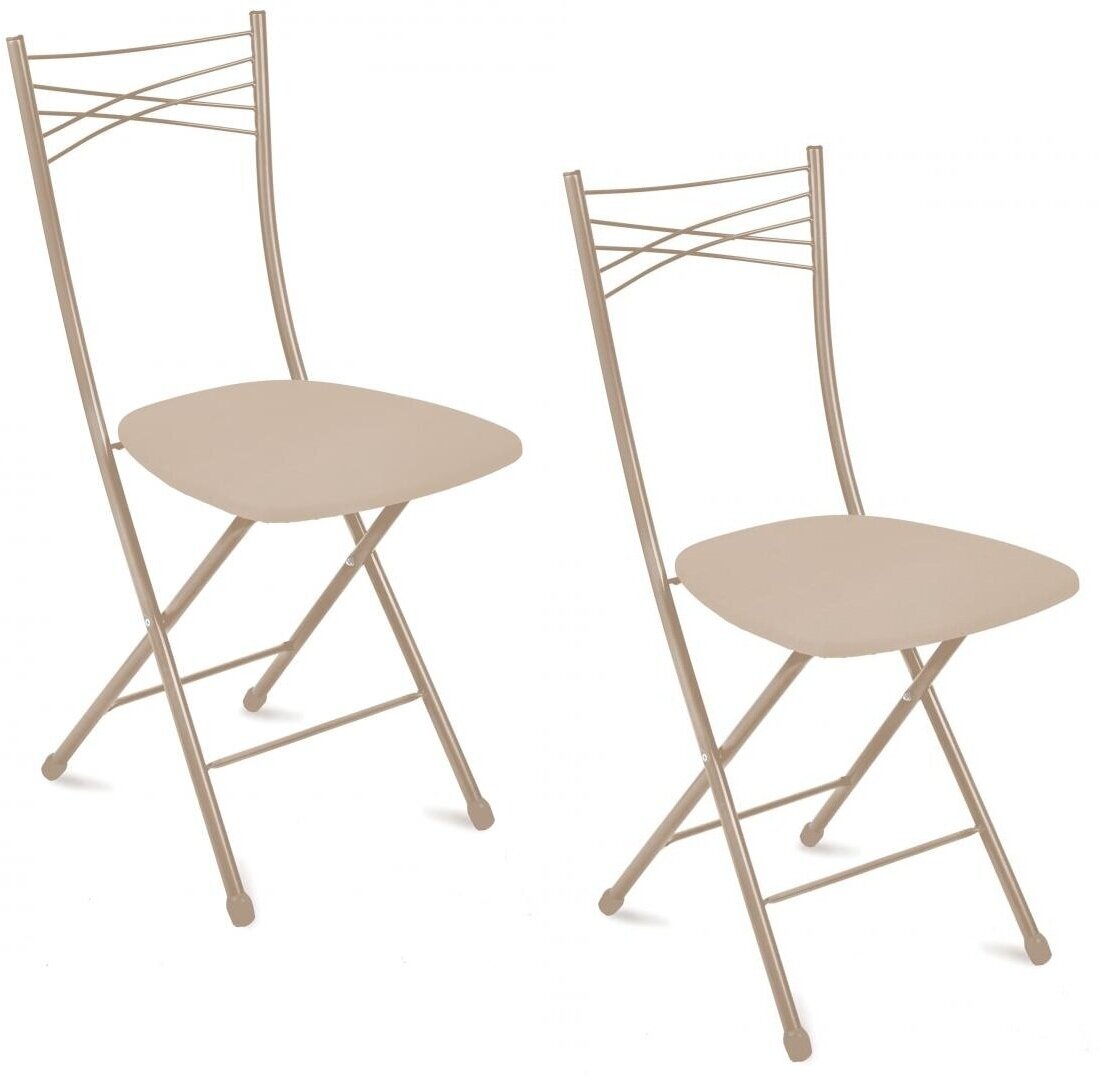 Набор стульев складных, цвет слоновая кость/бежевый металлик, Nika - фотография № 3