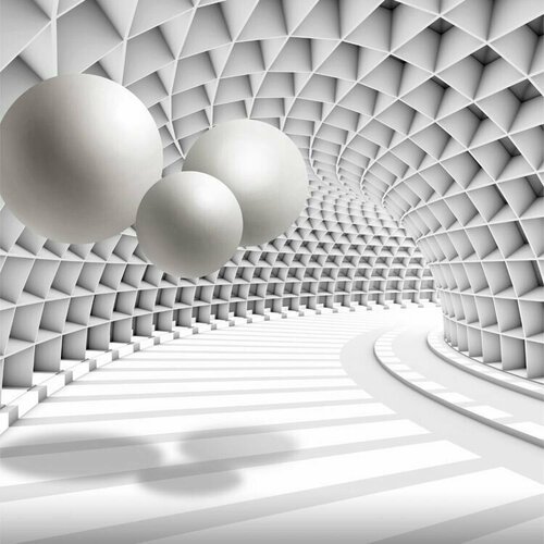 Моющиеся виниловые фотообои Футуристический тоннель со сферами 3D, 300х300 см моющиеся виниловые фотообои футуристический тоннель со сферами 3d 200х290 см