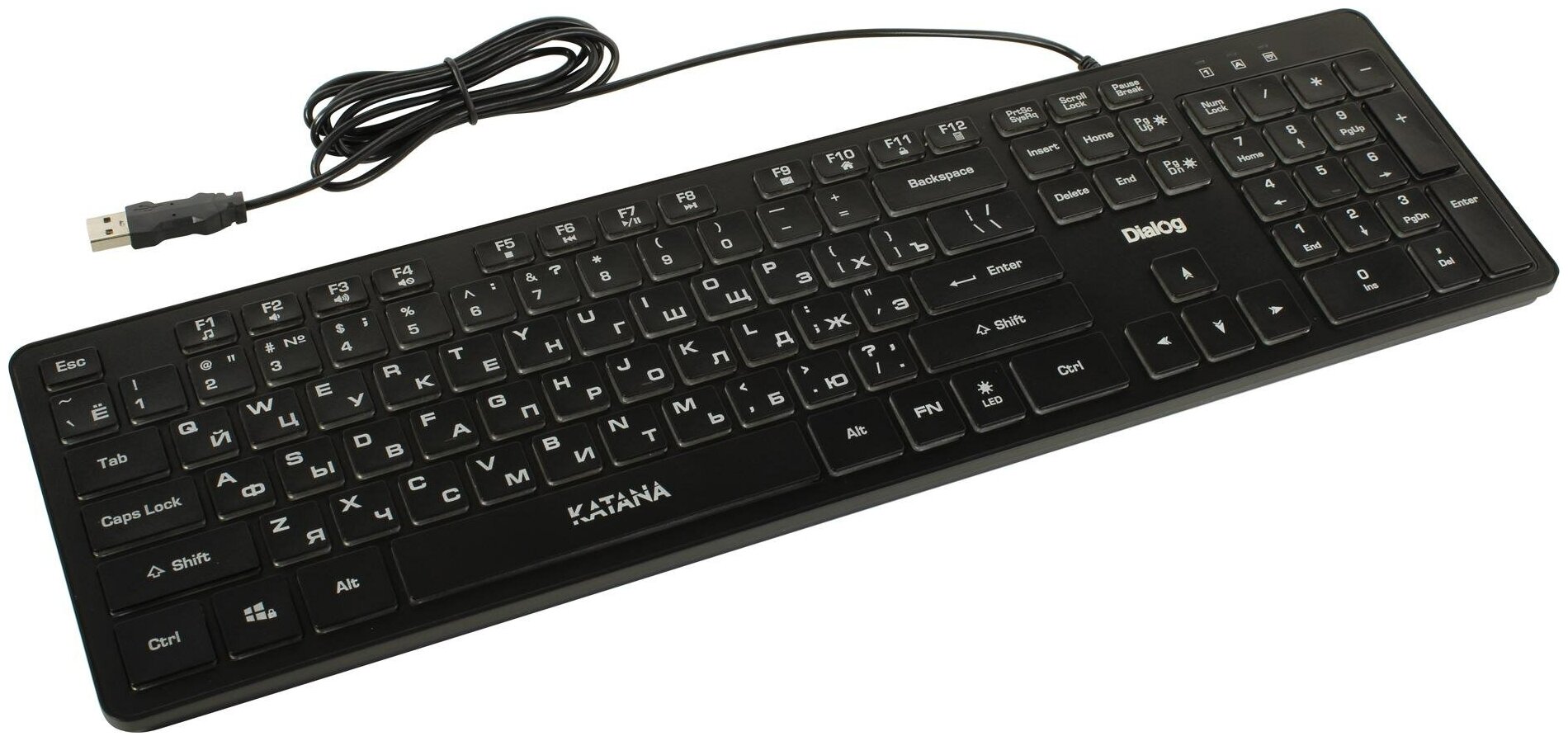 Dialog Katana Клавиатура Kk-ml17u Black - Multimedia, с янтарной подсветкой клавиш, Usb, черная .