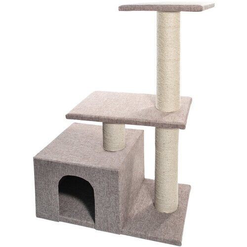 когтеточка для кошек foxie домик с двумя площадками 37х58х76см бежевый ковролиновый Игровой комплекс Gamma Витязь 58х36х87 см