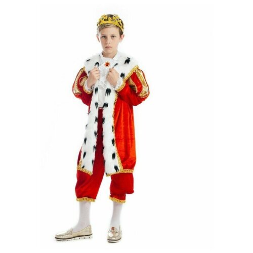 Карнавальный костюм «Король», бархат, брюки, мантия, корона, р. 28, рост 110 см, детский костюм король 13441 110 см