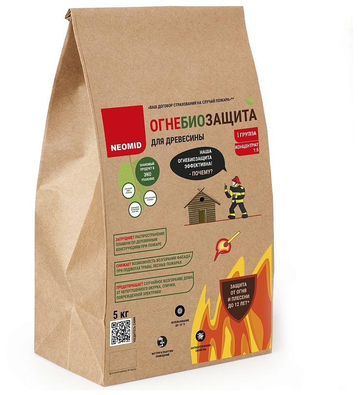 фото Огнебиозащита Неомид 1 группа сухой концентрат 1:5 5кг бесцветный