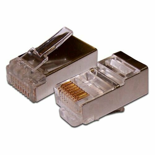 Коннектор Lanmaster (TWT-PL45/S-8P8C) FTP кат.5e RJ45 серебристый (упак:100шт) коннектор lanmaster twt pl45 8p8c 6 utp кат 6 rj45 прозрачный упак 100шт