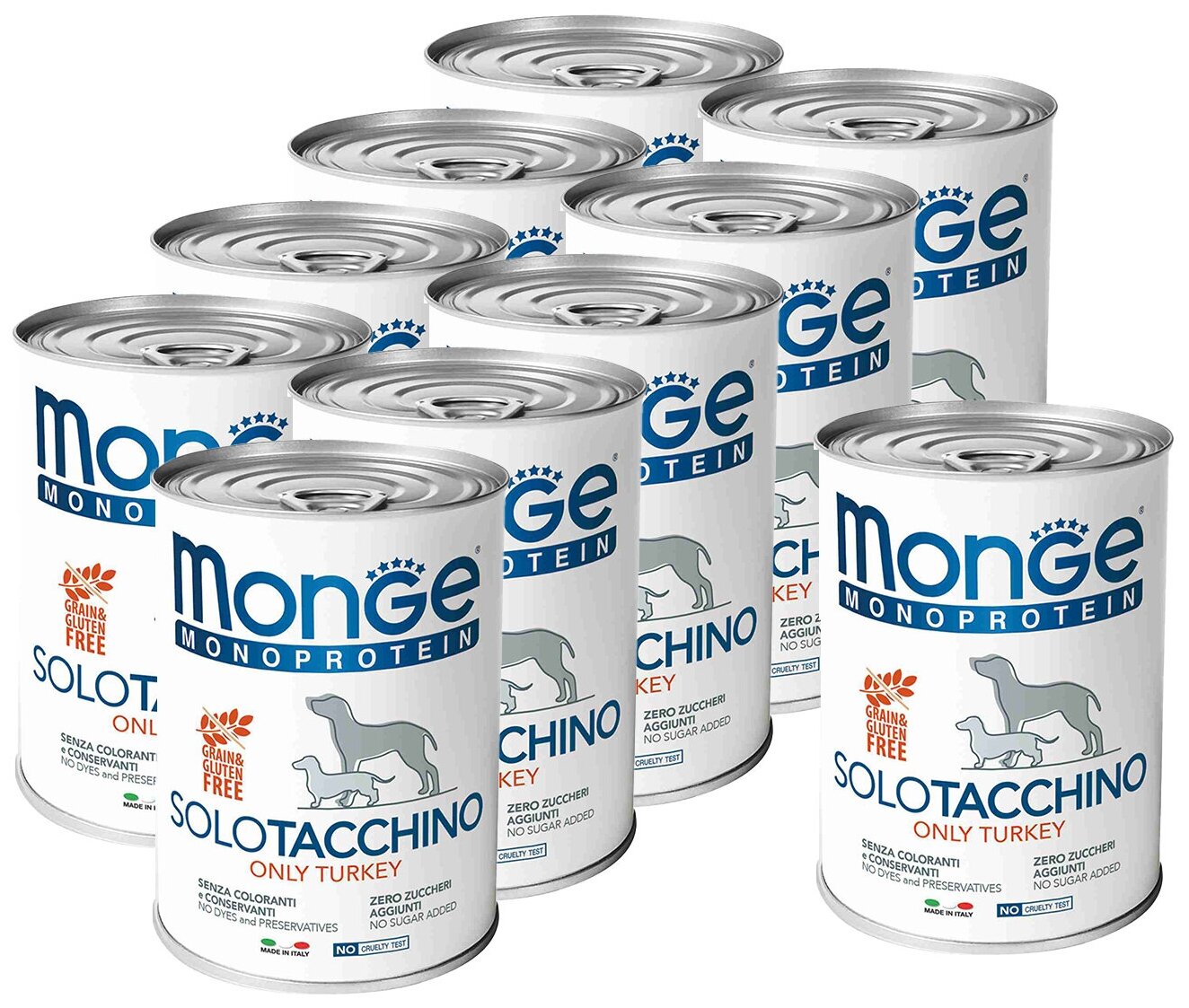 Monge Dog Monoprotein Solo консервы для собак паштет из индейки 400г х 10 шт.