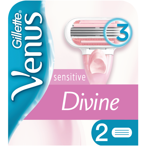 Venus Divine Sensitive Сменные кассеты, 2 шт., с 2 сменными лезвиями в комплекте сменные кассеты для бритья venus 2шт 3014260264505 1 шт