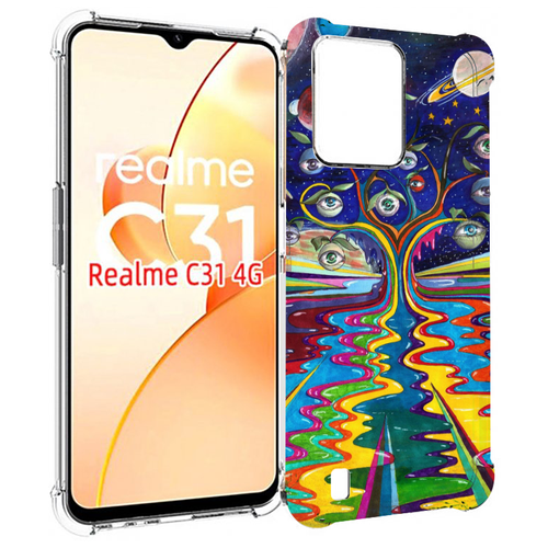 Чехол MyPads дерево с глазами акварель для OPPO Realme C31 задняя-панель-накладка-бампер чехол mypads дерево с глазами акварель для oppo find x5 задняя панель накладка бампер