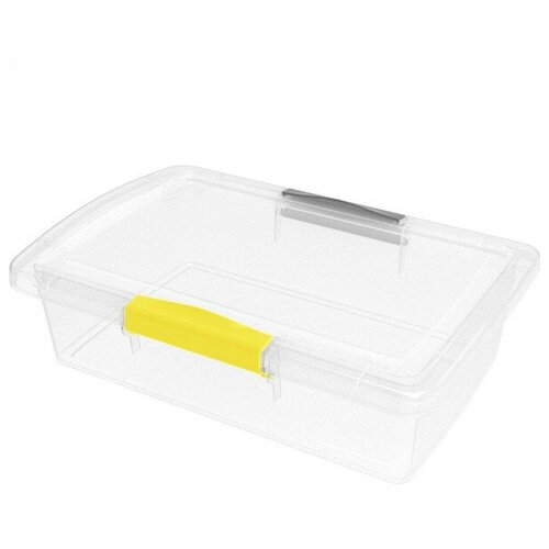 Ящик для хранения "Laconic mini" с защелками, 1,9 л, цвет: желтый, серый