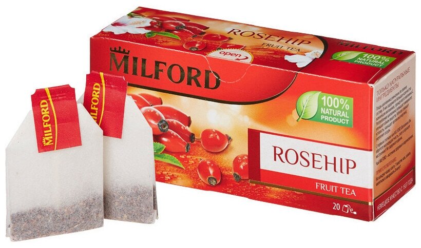 Чай фруктовый Milford шиповник в пакетиках, 20 шт. - фотография № 9