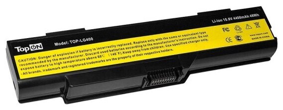 Аккумулятор TopON для ноутбуков Topon Lenovo 3000 C460, C465, C510, G400, G410 Series. 10.8V 4400mAh 48Wh. PN: 121SS080C, BAHL00L6S.